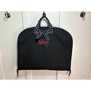 Quilted Garmet Bag Black Polka Dot Embroidered Monogram "Ashley" Dance Travel